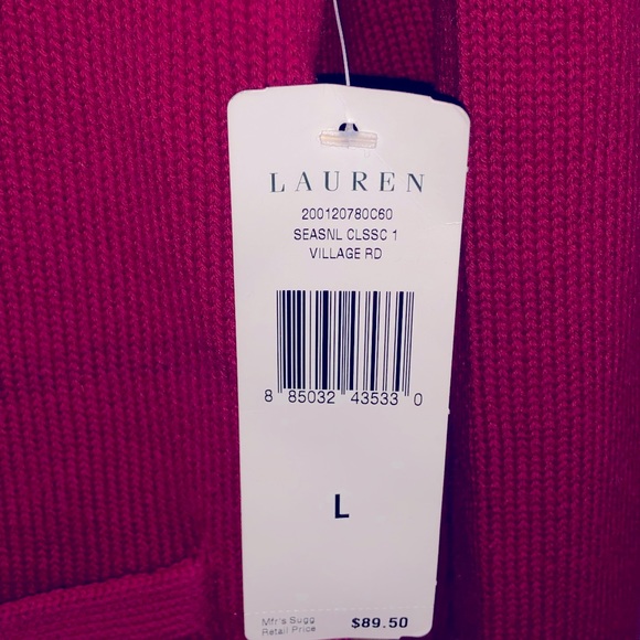 AUTHENTIC RALPH LAUREN CLASSIC RED BUTTON DOWN SWEATER SZ L - Picture 13 of 13